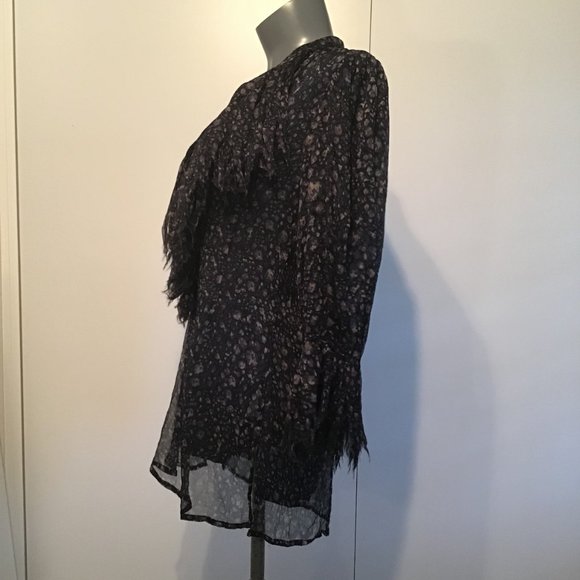 Catherine Malandrino Floral Ruffle Silk Blouse - Picture 4 of 15